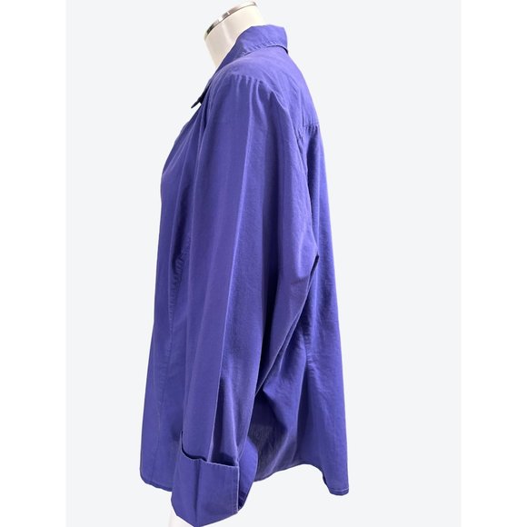Ann Taylor EST. 1954 Purple Cotton Polyester Spandex Collared Neckline Button Up - Picture 2 of 11